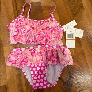 Tommy Bahama 2 piece swim suit bikini bathing suit 3T NWT pink white polka‎